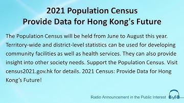 2021 Population Census: Provide Data for Hong Kong