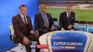 Thierry Henry touches Jamie Carragher's leg