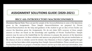 BECC 103 Ignou Solved Assignment 2020-21