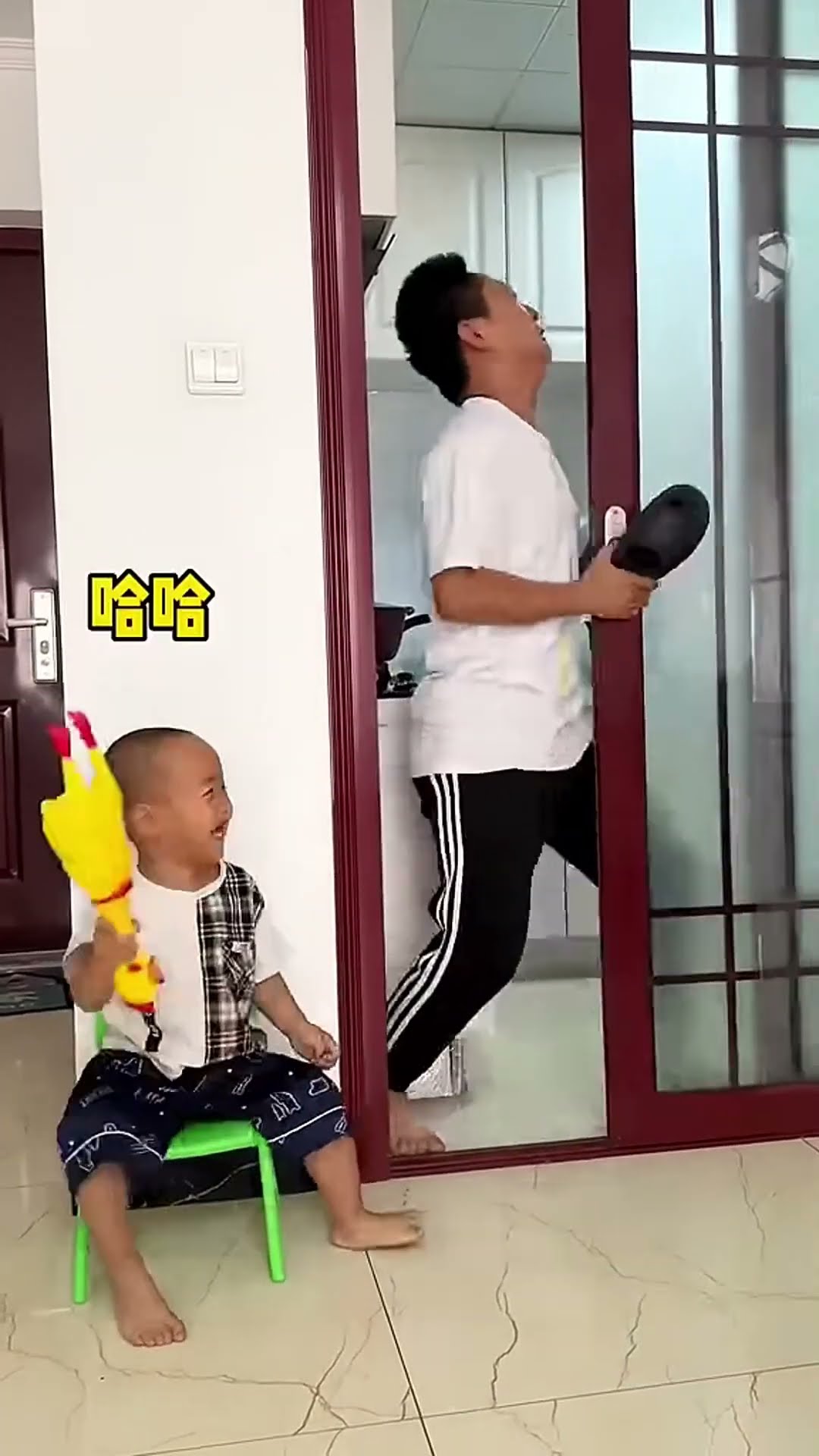 Originally  I wanted to be Doby's son  but my father was stunned by#Cute baby#Cute# goofy little mi