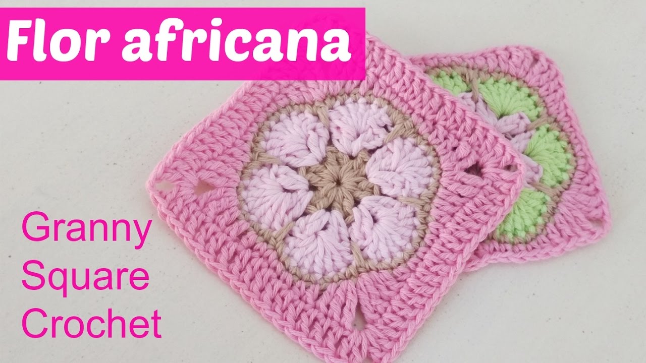 Flor africana transformada en square granny crochet