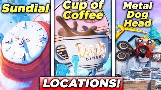 "Dance on top of a Sundial, Oversized Cup of Coffee & Giant Metal Dog Head" ALL LOCATIONS! Fortnite
