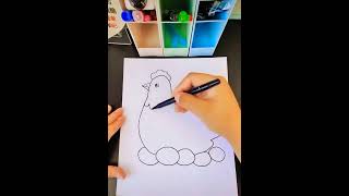 رسم دجاجة باليد / Draw a chicken with hand #chicken #hand