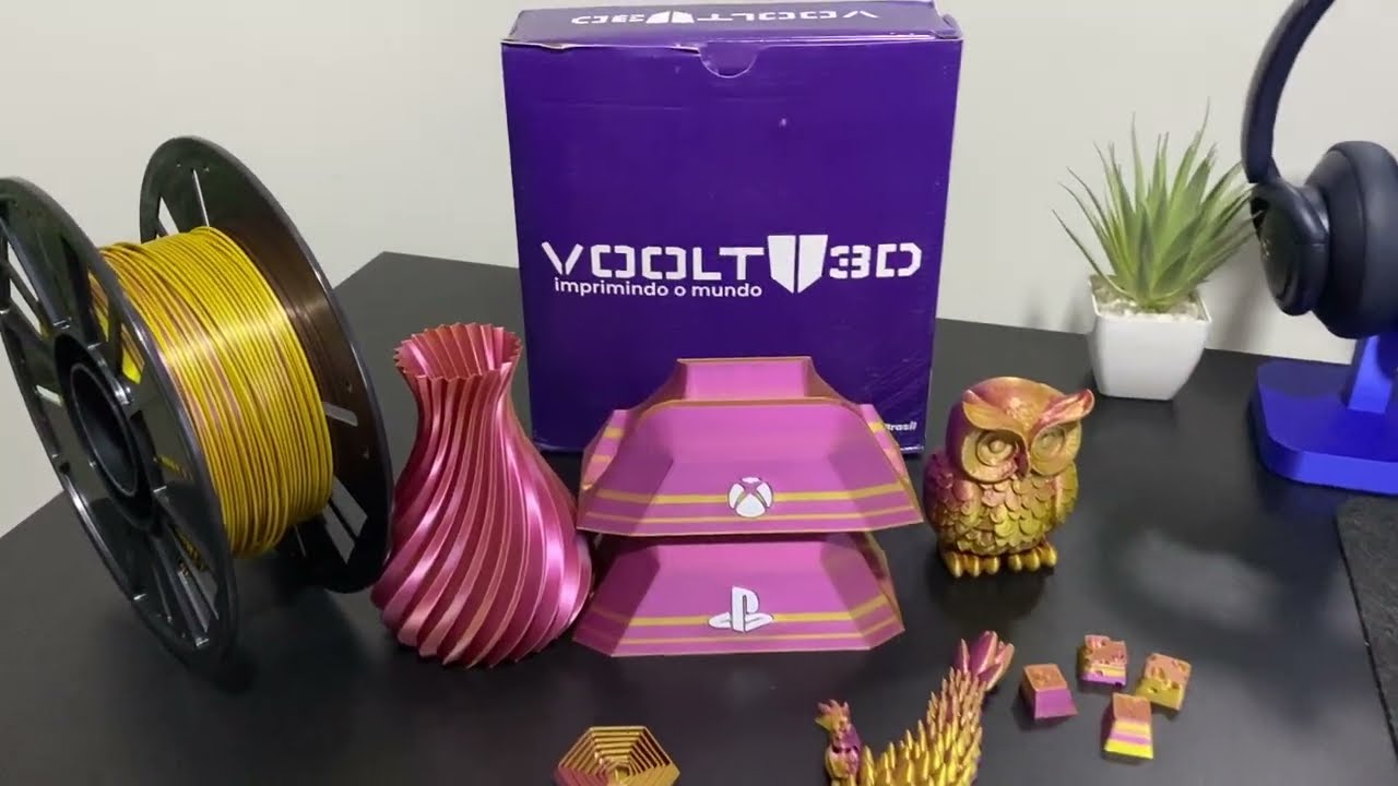 Filamento PLA duo color Dourado com Ametista - Voolt3D