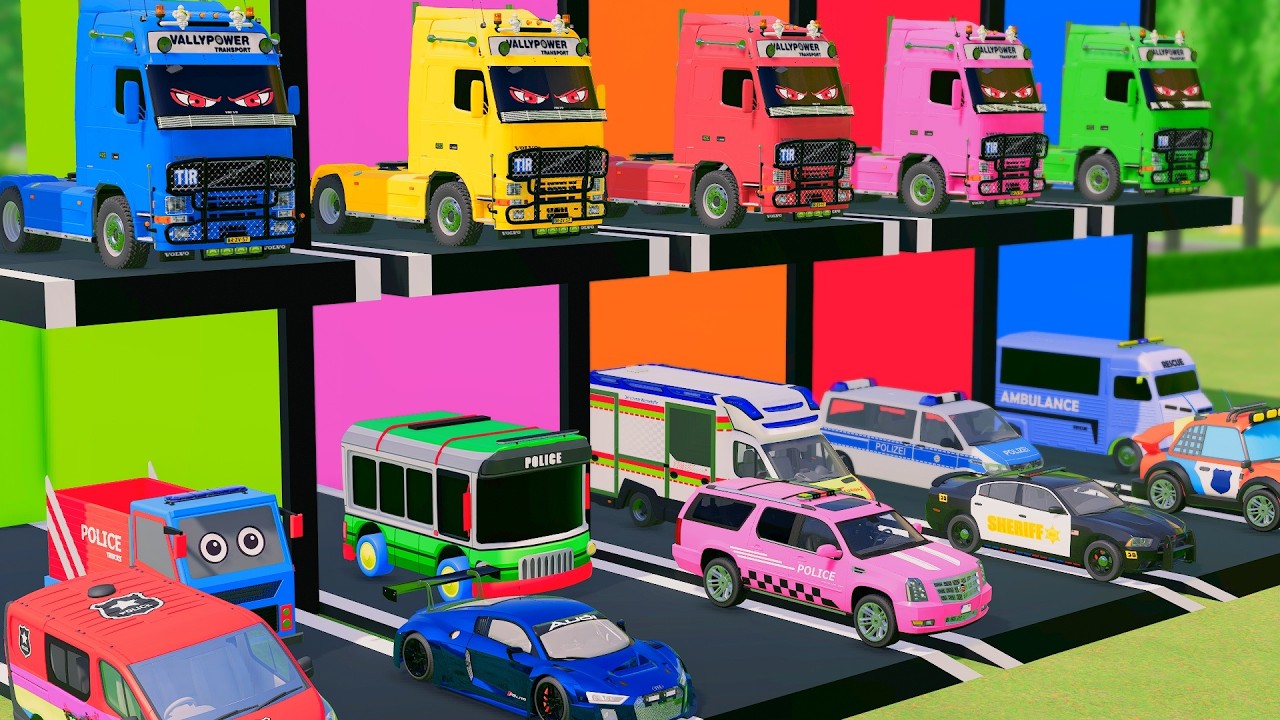 TRANSPORTING ALL POLICE CARS and AMBULANCE EMERGENCY VEHICLES WITH MERCEDES POLICE TRUCKS ! FS22