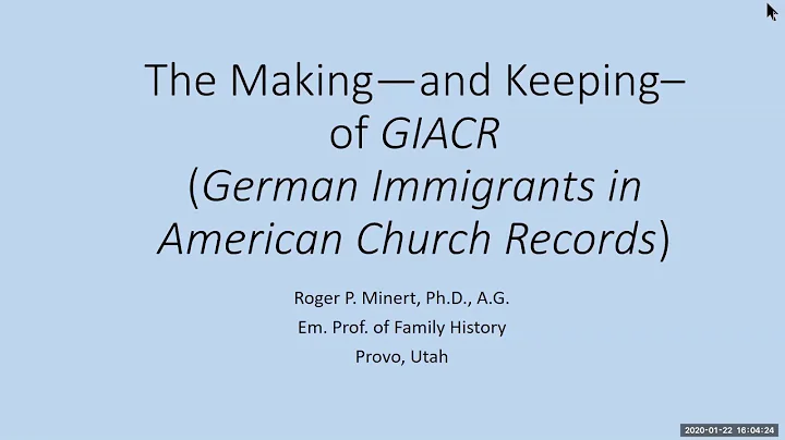 Germans Immigrants in American Church Records - Dr...