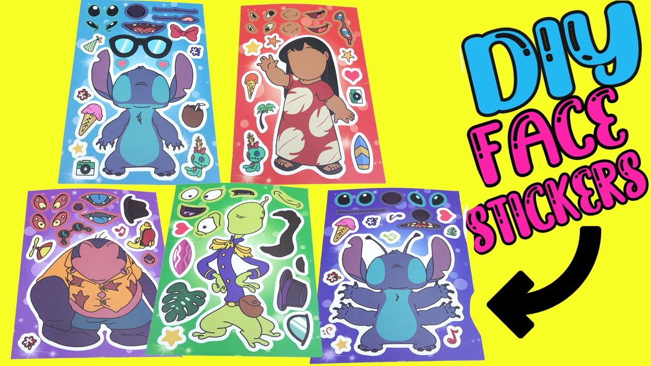 Lilo and Stitch Movie DIY Silly Face Stickers with Pleakley, Jumba, Nani Dolls