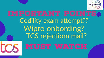 IMPORTANT POINTS |TCS mail| offer letter| Wipro Onbording Mail | Codility exam mail | TCS Rejection