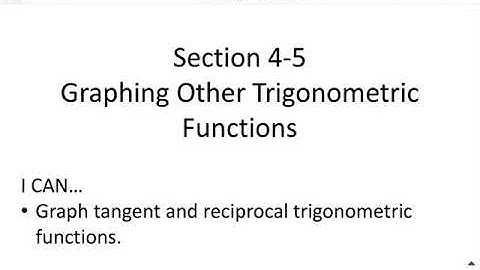 Section 4-5 Part A Graphing Other Trigonometric Functions