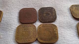 ' These are five cent coins were issued by British in Sri Lanka in 1942,1943 ,1944,1945'