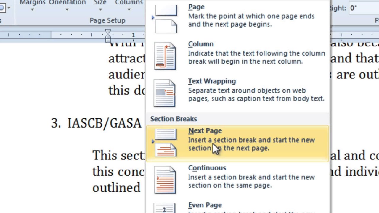 Microsoft word 2013: insert and delete a section breaks