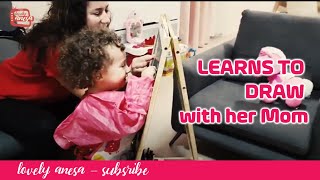 Lovely Anesa Learns To Draw With Her Mom