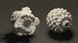 Maya Arnold procedural geometry - Mandelbulb - power 1 to 24