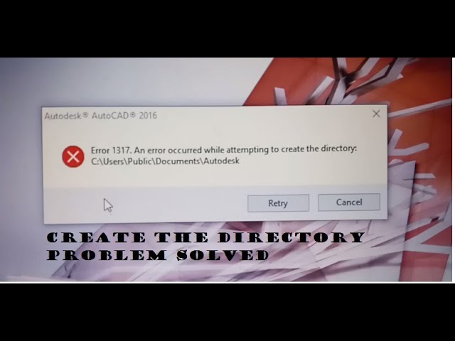 An Error Occurred While Attempting To Create An Directory Youtube