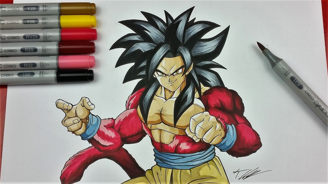 how to draw goku ssj4 full body