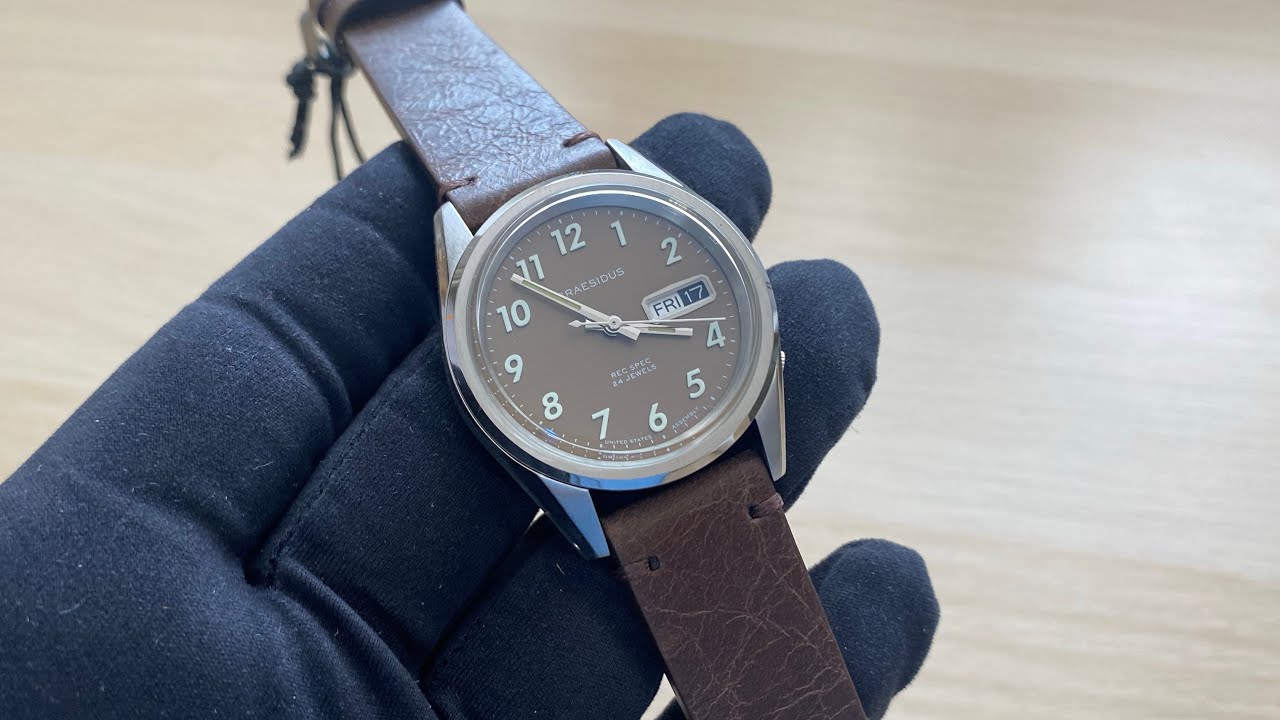 Montre Automatique Praesidus REC SPEC KHAKI Acier Noir Cadran Marron Cuir - Homme