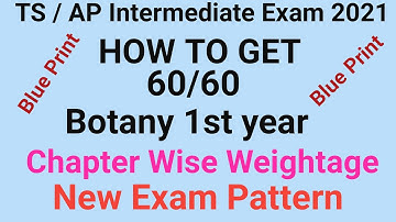 TS/AP EXAM 2021 How to get 60/60 Botany 1st year |New exam pattern blue print| Chapterwise weightage