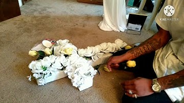 DIY Memorial Cross Floral Arrangement w/ synthetic flowers (under $30)