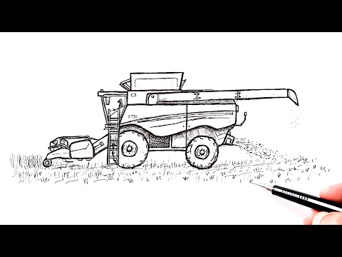 Video: How To Draw A Harvester