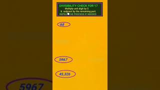 Divisibility check for 17 || Quick Revision || Interesting Rule || learn in a minute