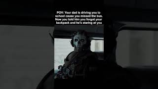 CoD Modern Warfare 2 Meme Ghost staring in the car