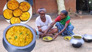 KHICHURI & BEGUN VAJA winter special recipe cooking and eating by santali tribe grandma