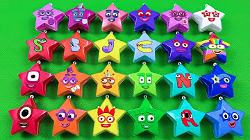 Numberblocks –  Opening Alphablocks Slime Mini Stars Mixing Colorful! Unboxing Surprise Clay ASMR 🌈