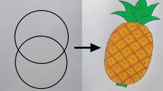 how to draw pineapple 🍍 easiest way for pineapple drawing @AnannaArtCraft সহজ পদ্ধতিতে আনারস আঁকা