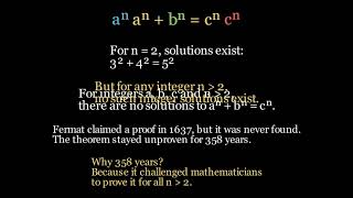 Fermat's Last Theorem: what does a^n + b^n = c^n claim, and why was it famous for 358 years