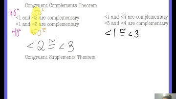 2.7, 2.8: Right Angles Congruence Thm, Congruent Complements/Supplements Thm.