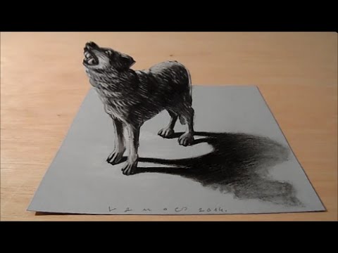 Art 3D Drawing Wolf, How to Draw Wolf, Artistic 3D Drawing - YouTube