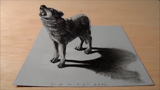 Art 3D Drawing Wolf, How to Draw Wolf, Artistic 3D Drawing