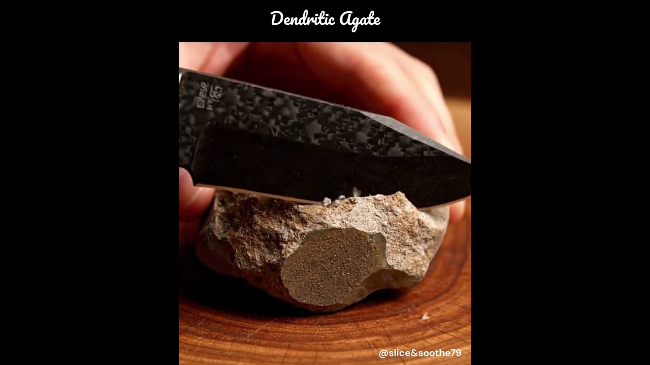 ASMR Gemstone Slicing ✨ Dendritic Agate Crystal Cutting Sounds” 