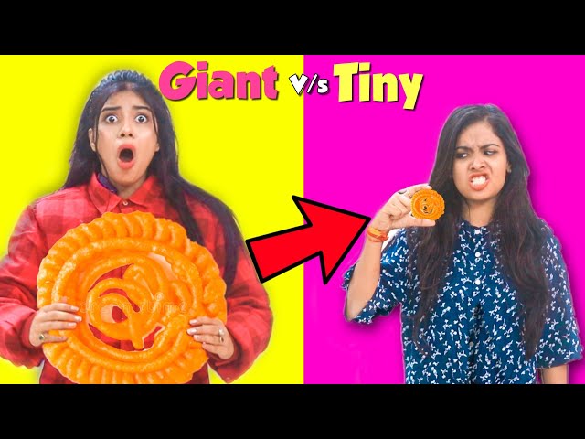 We only ate GIANT & TINY Food for 24 hours!! Part 2 😱 class=