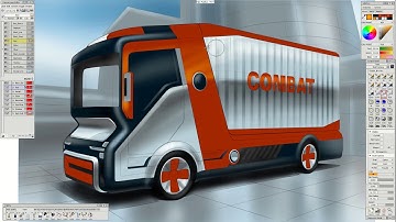 2D Digital concept sketch using Autodesk Alias  for COMBAT Truck