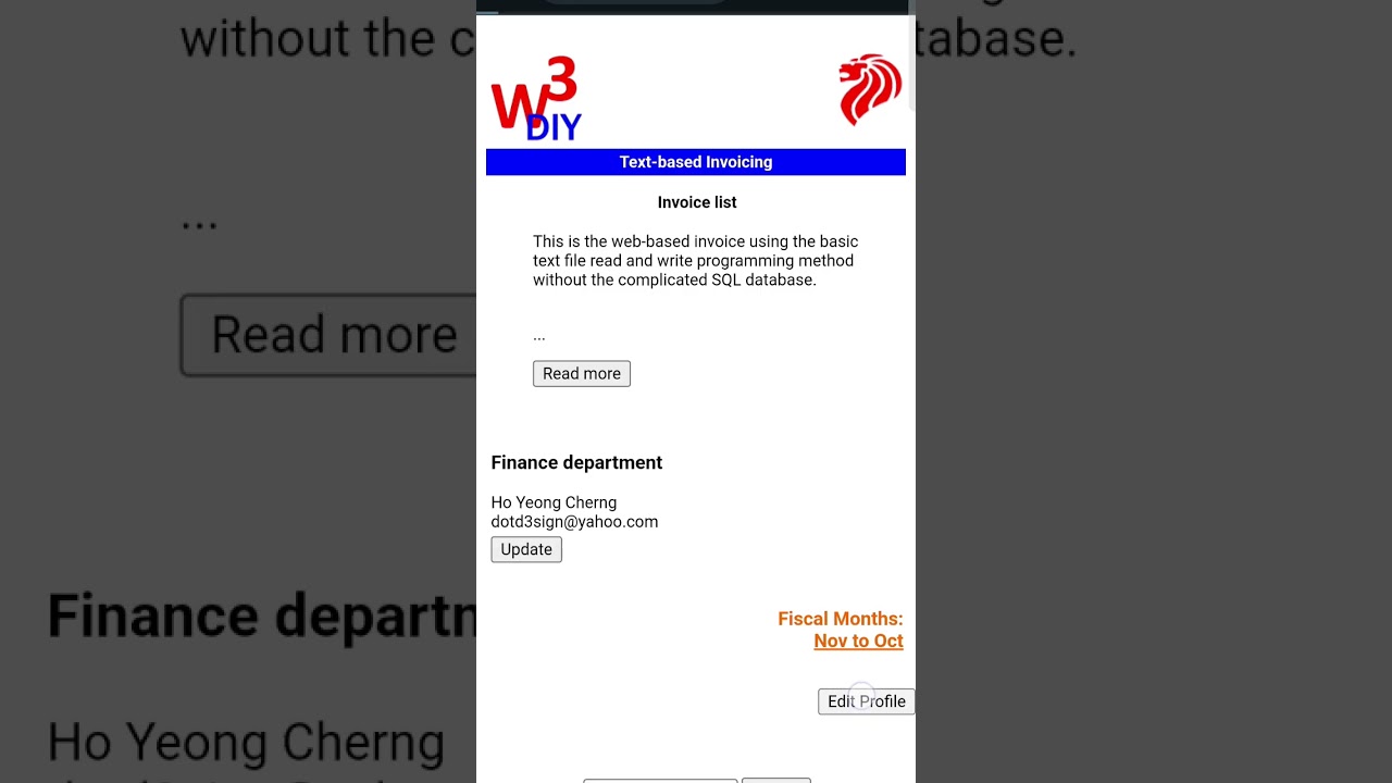 Dot design W3DIY - invoice company profile settings 