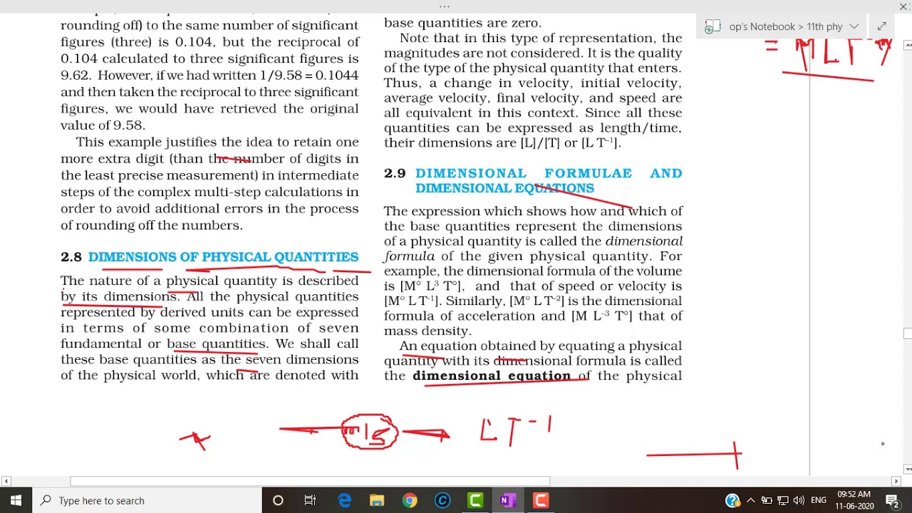 11th physics chapter2 UNITS AND MEASUREMENT dimensional analysis YouTube