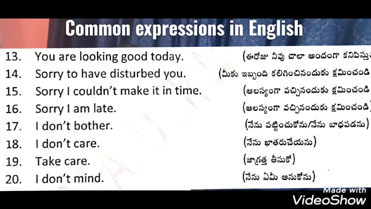 Some Common Expressions In English YouTube