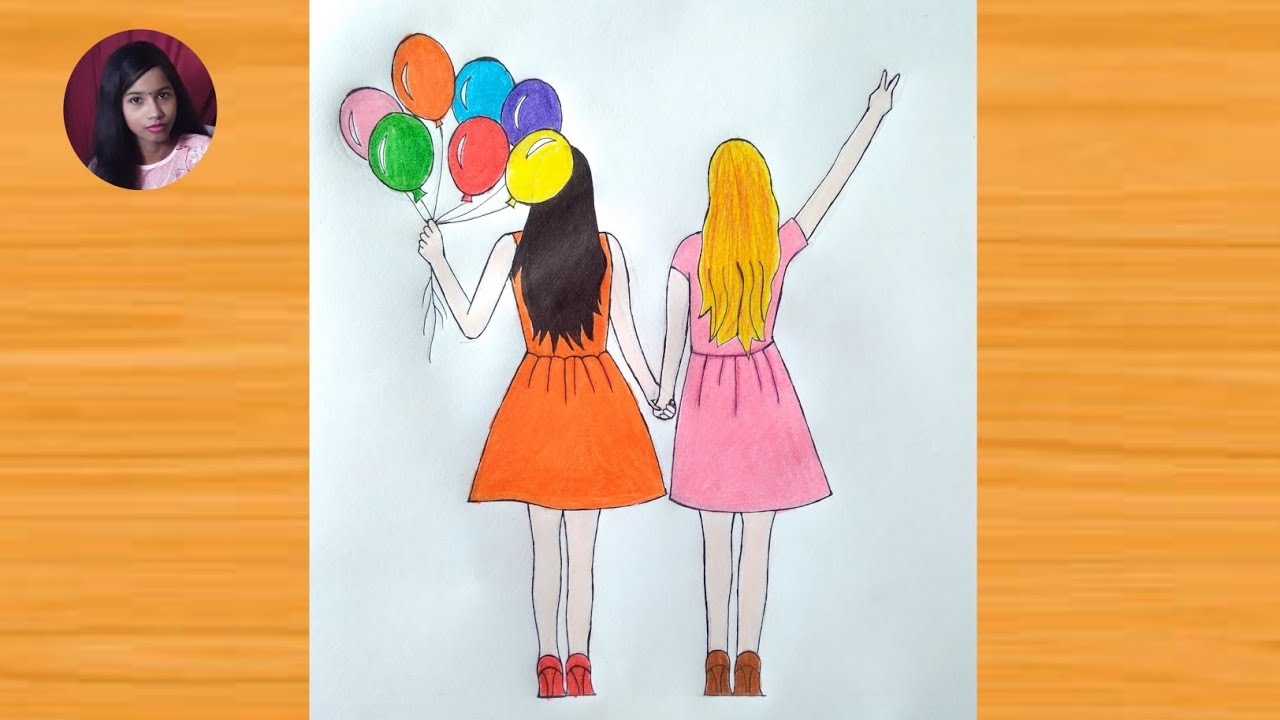 How to Draw Four Friends Hugging Each Other Step by step /Pencil Drawing/  SKN Arts & Crafts - YouTube