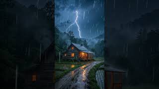Calm Rainy Village Night 🌧️ Cozy Thunder for Better Sleep #rain #sleep #asmr