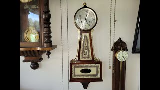 1960 SETH THOMAS BANJO CLOCK
I always wanted a Banjo Clock and now I have one. This clock had the chime turned off for a very long time and I found it stuck and not wanting to chime. Check out how I fixed the levers that operated the chime.
You can contact me at
email: justmike2575@gmail.com
Here I do most of my work on clocks. Mainly cuckoo clocks, yet I am always looking for the unusual and eye catching clocks. Some of the clocks I get into are ones that need saved from the dump. They fell off the wall from not securing the clock to the wall using the stud behind the sheetrock. Some of the clocks were laid to rest out in the garage or barn and I except the challenge of getting them back together again.
A well loved clock at one time is one that has a lot of wear and you find old bushings that might need to be replaced. 1960 SETH THOMAS BANJO CLOCK