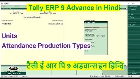 #15 Tally ERP 9 Advance payroll Creation/How to Create payroll/ Units & Attendance/Production Types