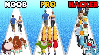 NOOB vs PRO vs HACKER In Family Run 3D Android iOS Oggy And Jack Funny screenshot 1