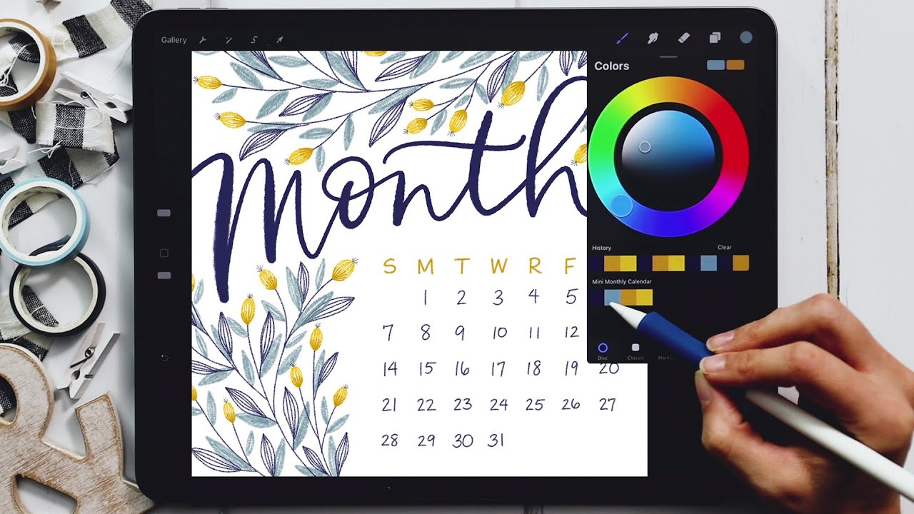 Design a Monthly Calendar in Procreate YouTube