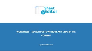 WordPress – Search Posts WITHOUT any Links in the Content
