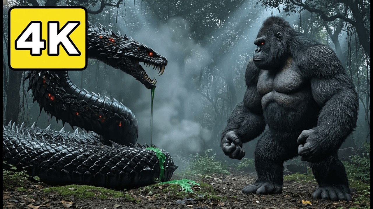 Best Monster: King Kong vs. Titan Snake in the Jungle#KingKong #MonsterBattle #TitanSnake #animation
