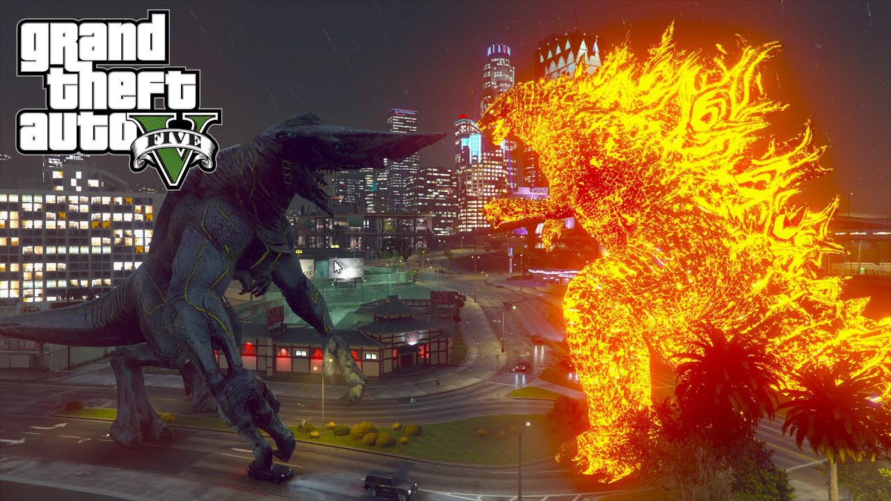 Nuclear Godzilla vs Knifehead Kaiju - GTA V Mods