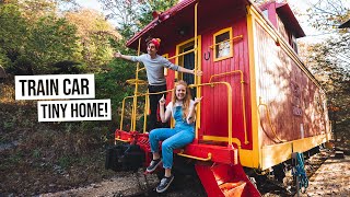 We Stayed in an OLD TRAIN CABOOSE! - Quirkiest Tiny Home EVER (Eureka Springs, AR)