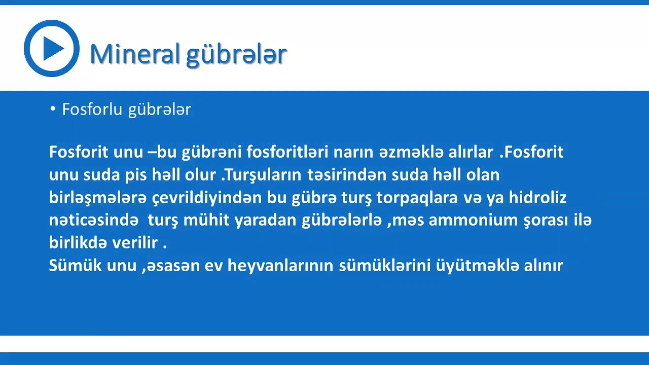 10-cu sinif Kimya - Mineral gübrələr