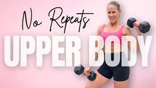 30 MIN Toned Upper Body with Weights | NO REPEATS | Summer Body Shred Challenge